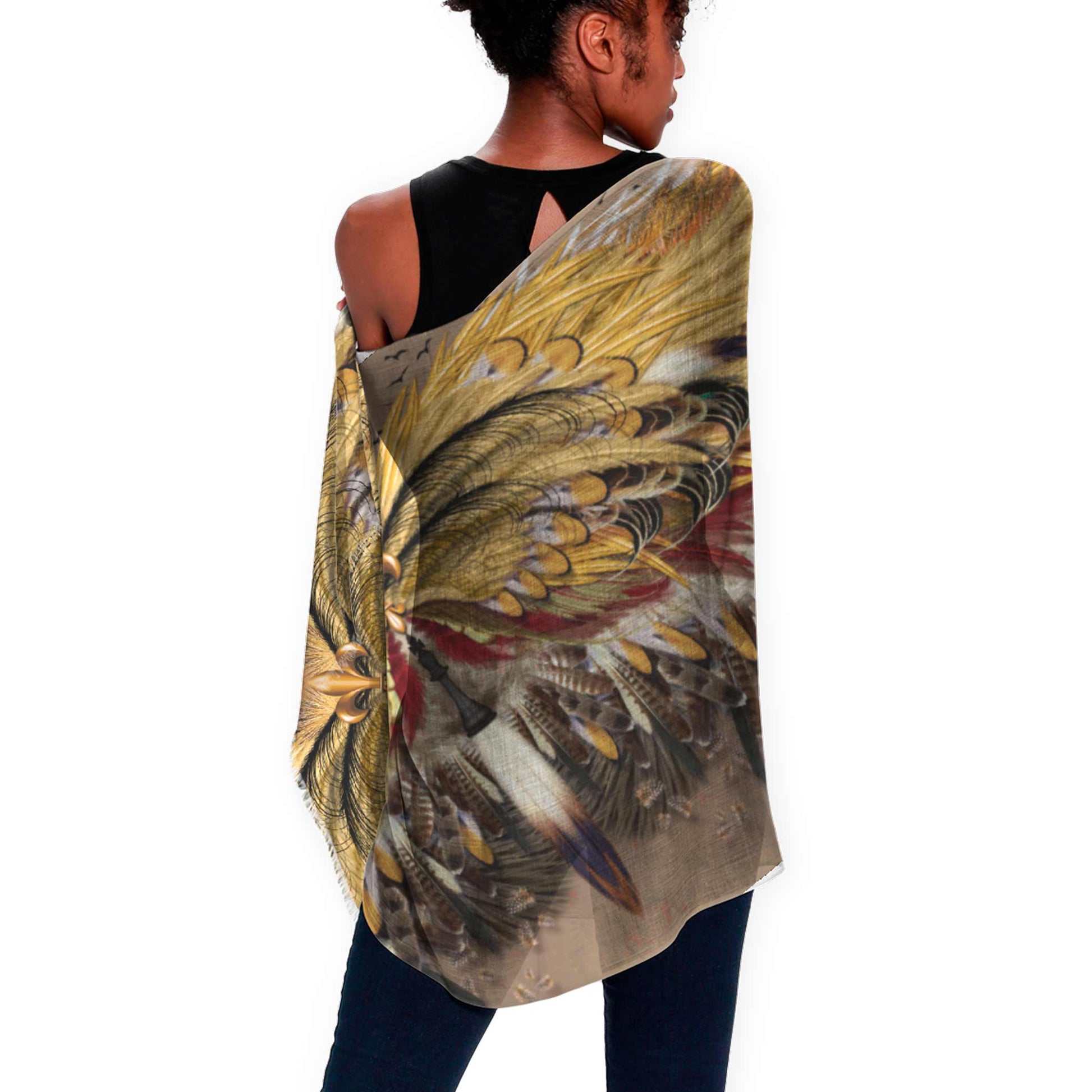 Phoenix Wings Long Brown Scarf - deb schlier studio