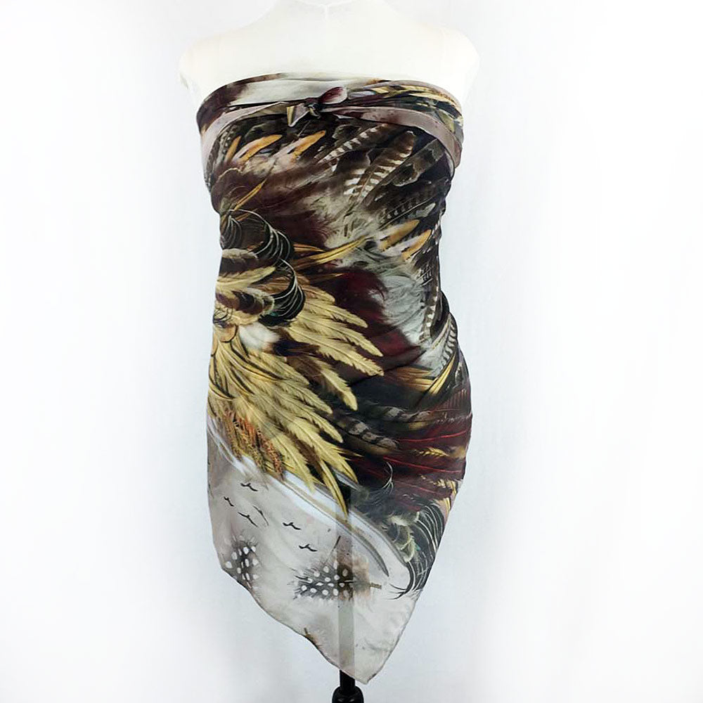 Phoenix Feathers Square Chiffon Scarf - deb schlier studio