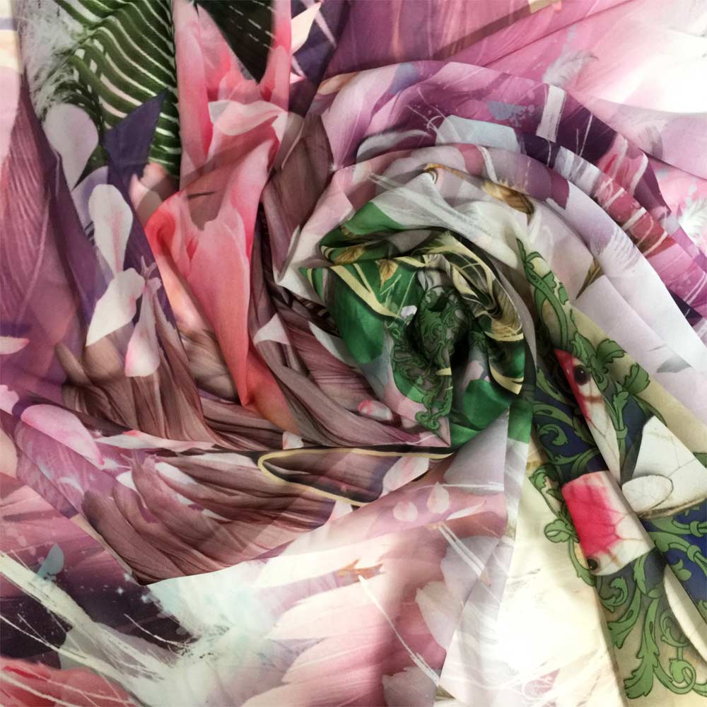 Pink Feathers Square Chiffon Scarf - deb schlier studio