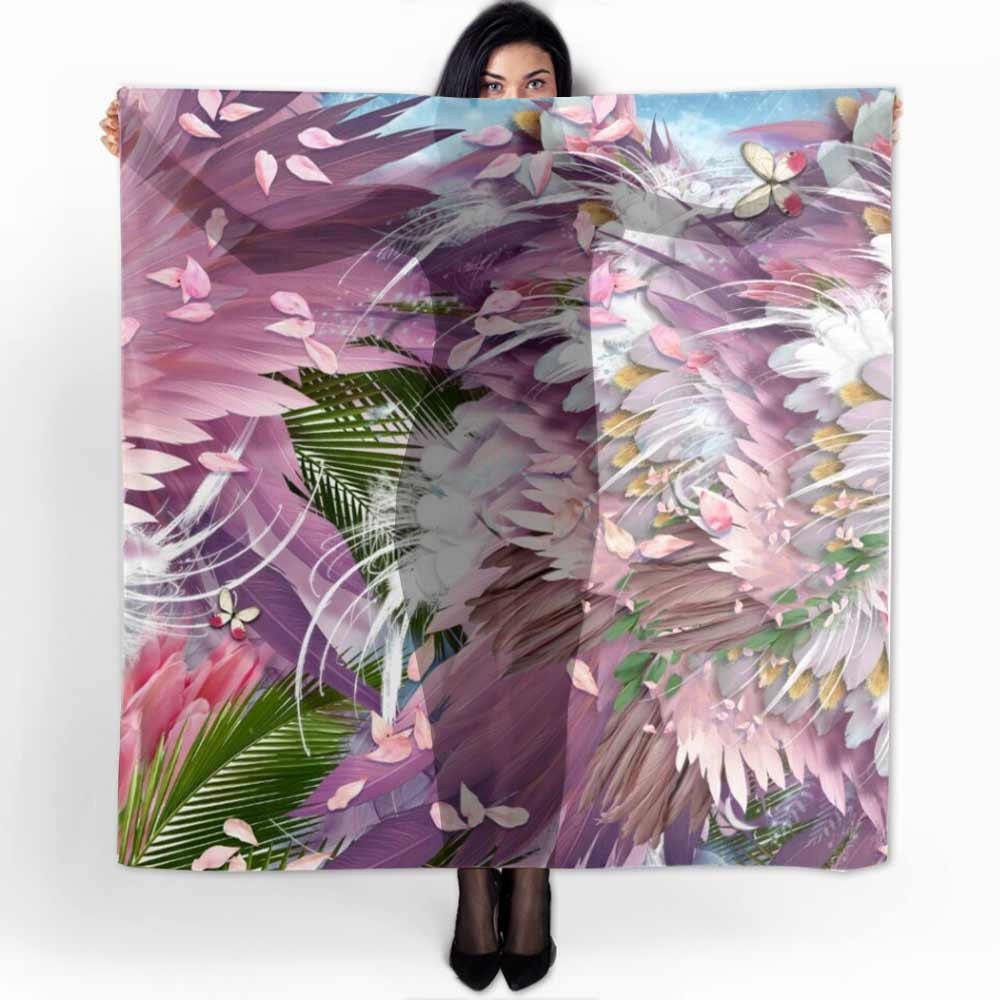 Pink Feathers Square Chiffon Scarf - deb schlier studio