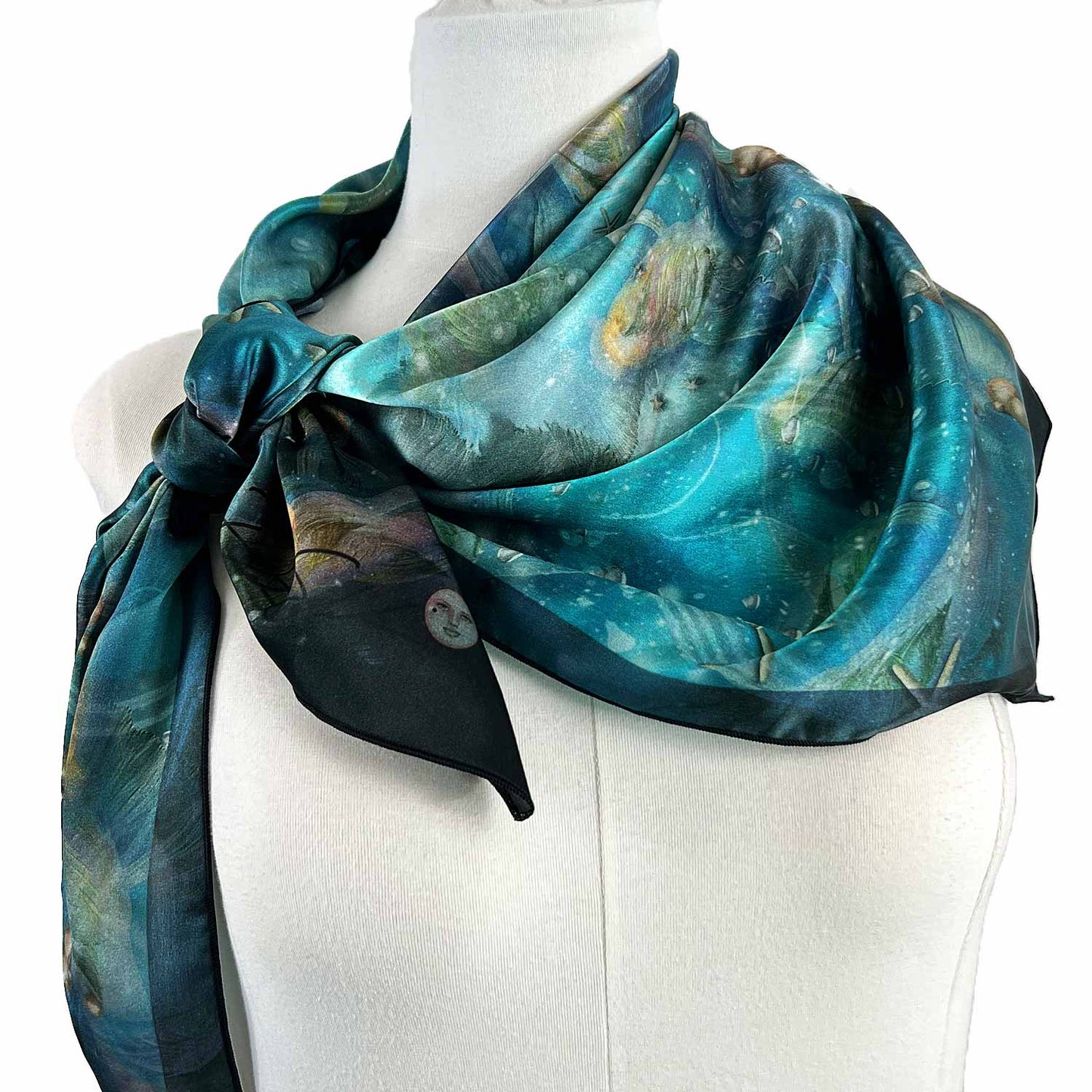 Cosmic Goldfish Pond Square Silk Scarf - deb schlier studio