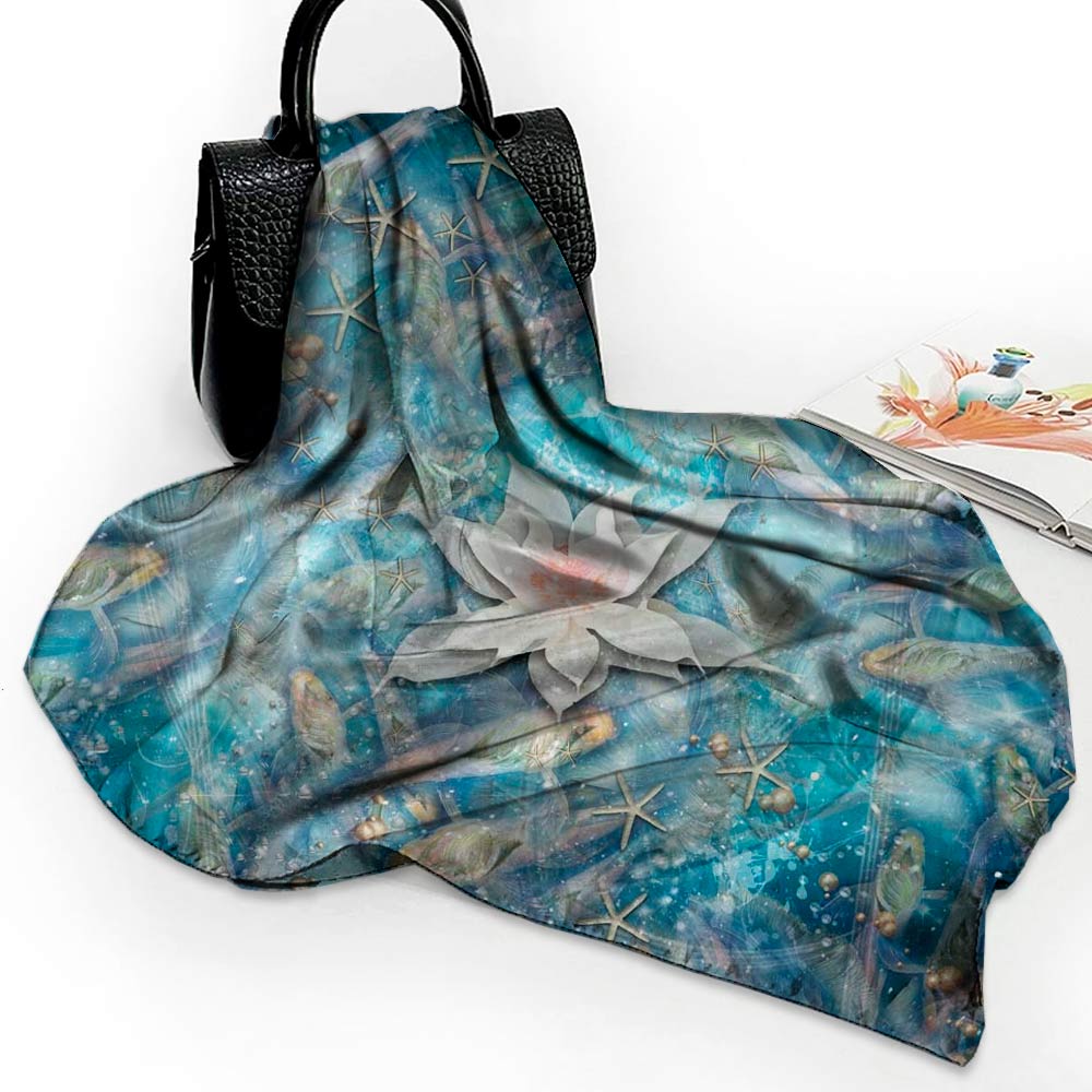 Cosmic Goldfish Pond Square Silk Scarf - deb schlier studio