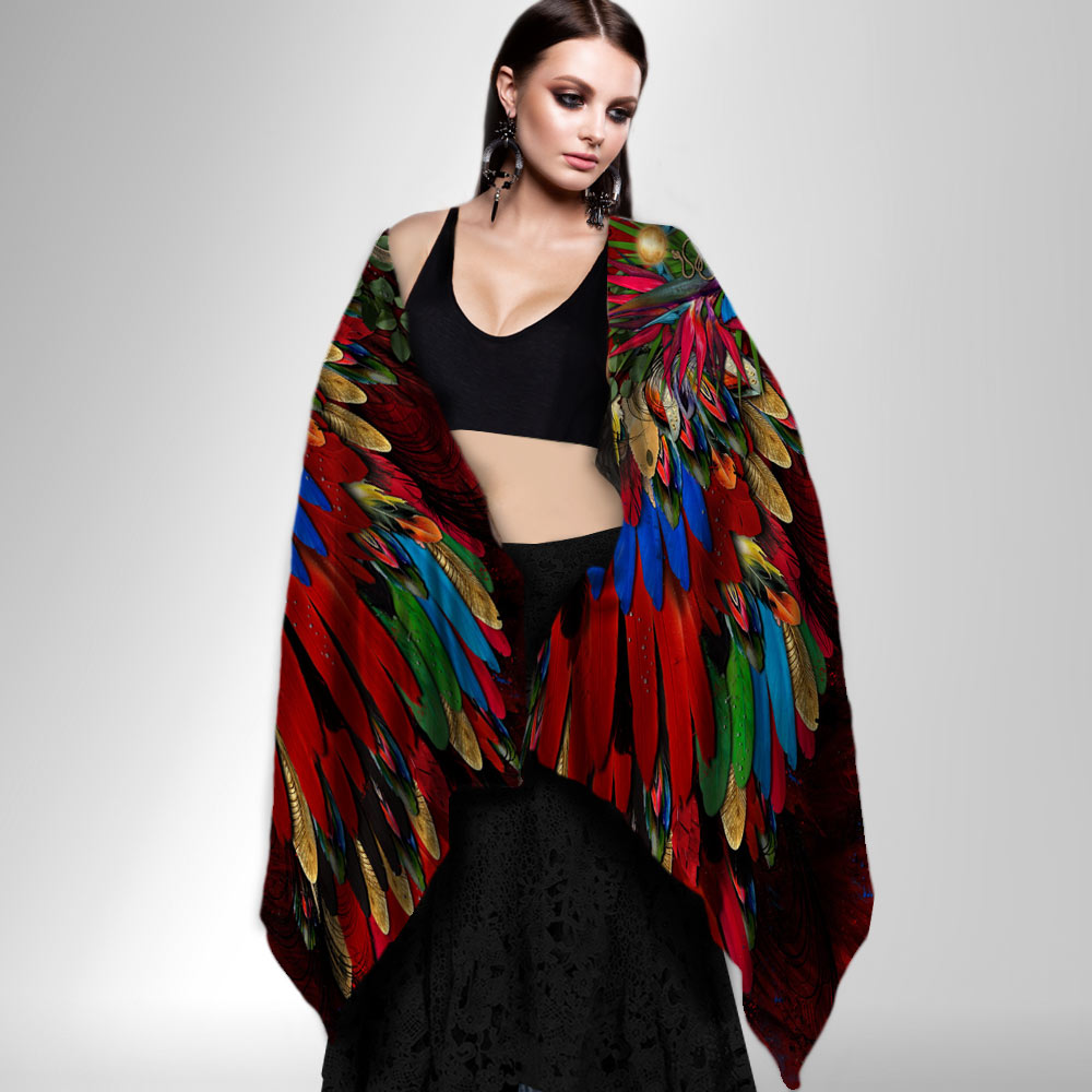 Scarlet Macaw Wings Long Scarf - deb schlier studio