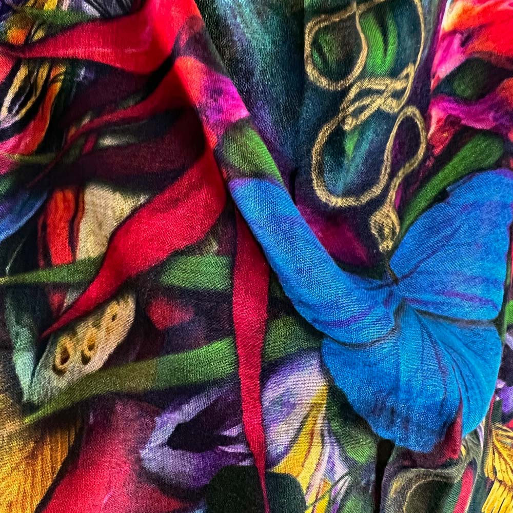 Scarlet Macaw Wings Long Scarf - deb schlier studio