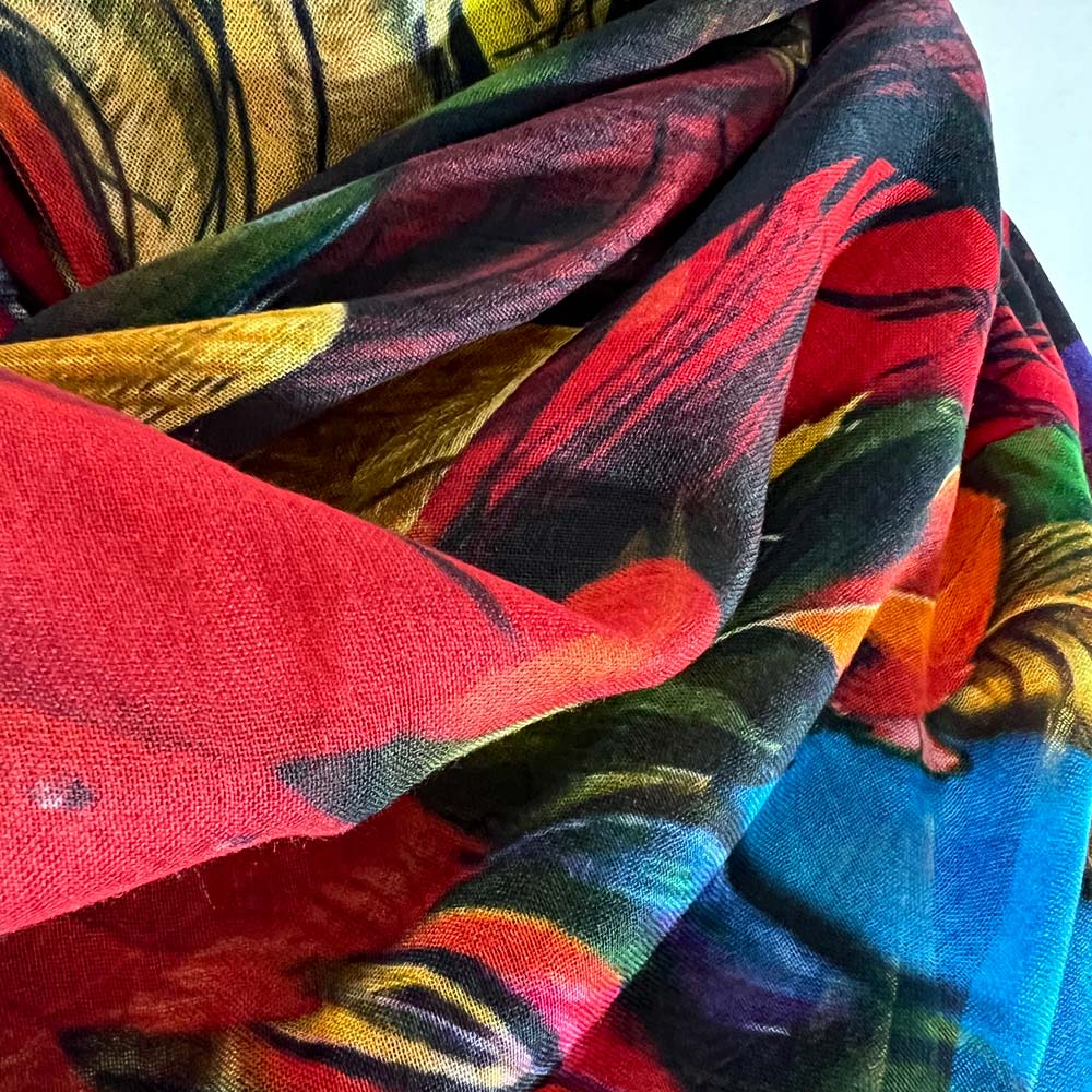 Scarlet Macaw Wings Long Scarf - deb schlier studio