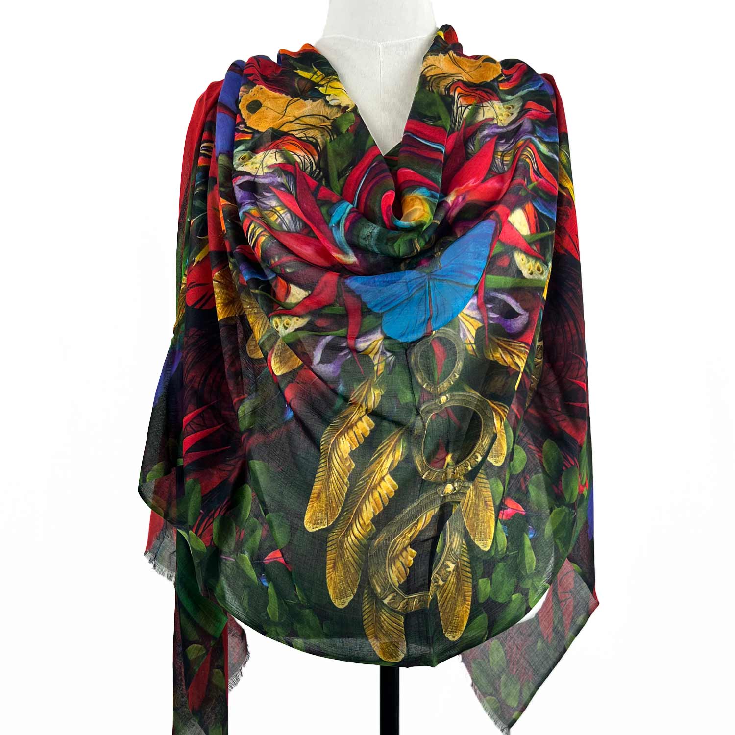 Scarlet Macaw Wings Long Scarf - deb schlier studio