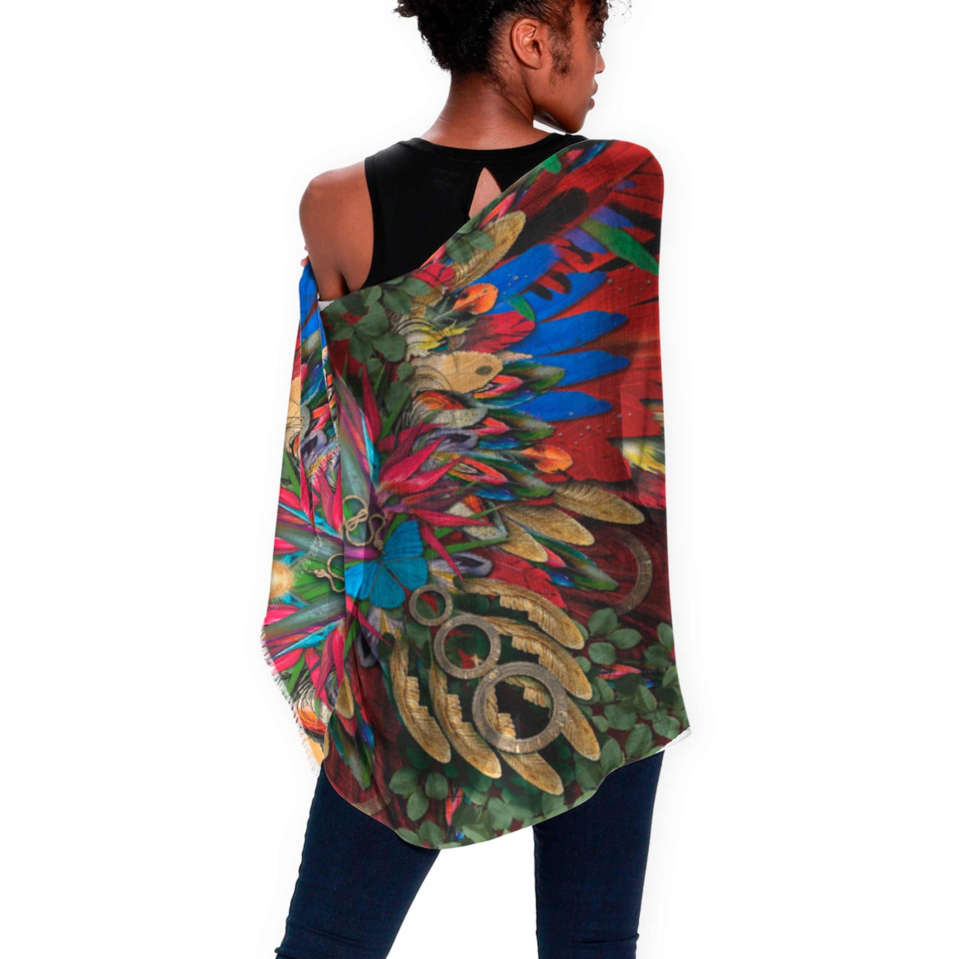 Scarlet Macaw Wings Long Scarf - deb schlier studio