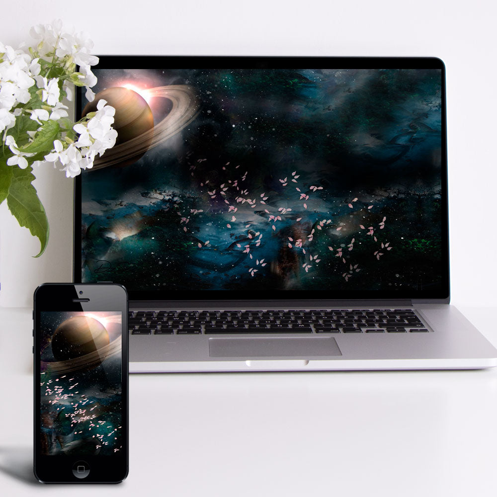 Saturn Cosmic Wallpaper - deb schlier studio