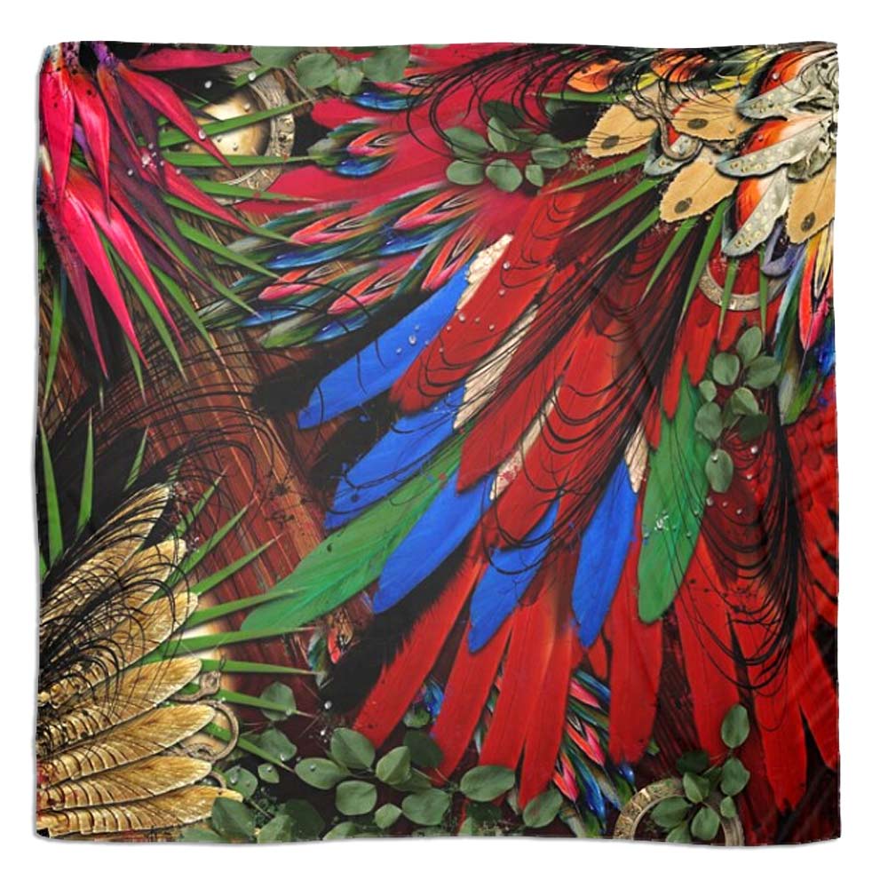 Scarlet Macaw Wings Square Chiffon Scarf