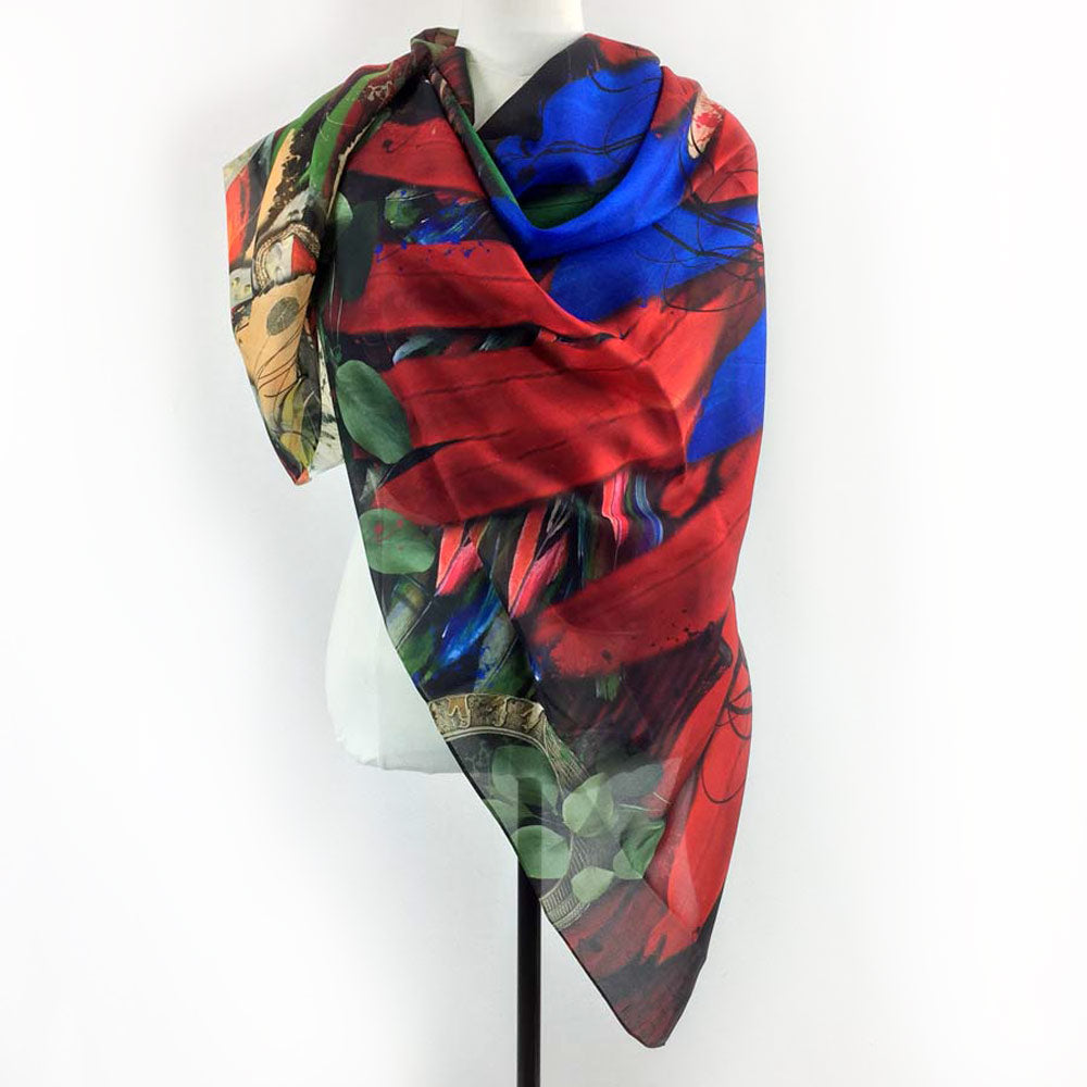 Scarlet Macaw Wings Square Chiffon Scarf - deb schlier studio