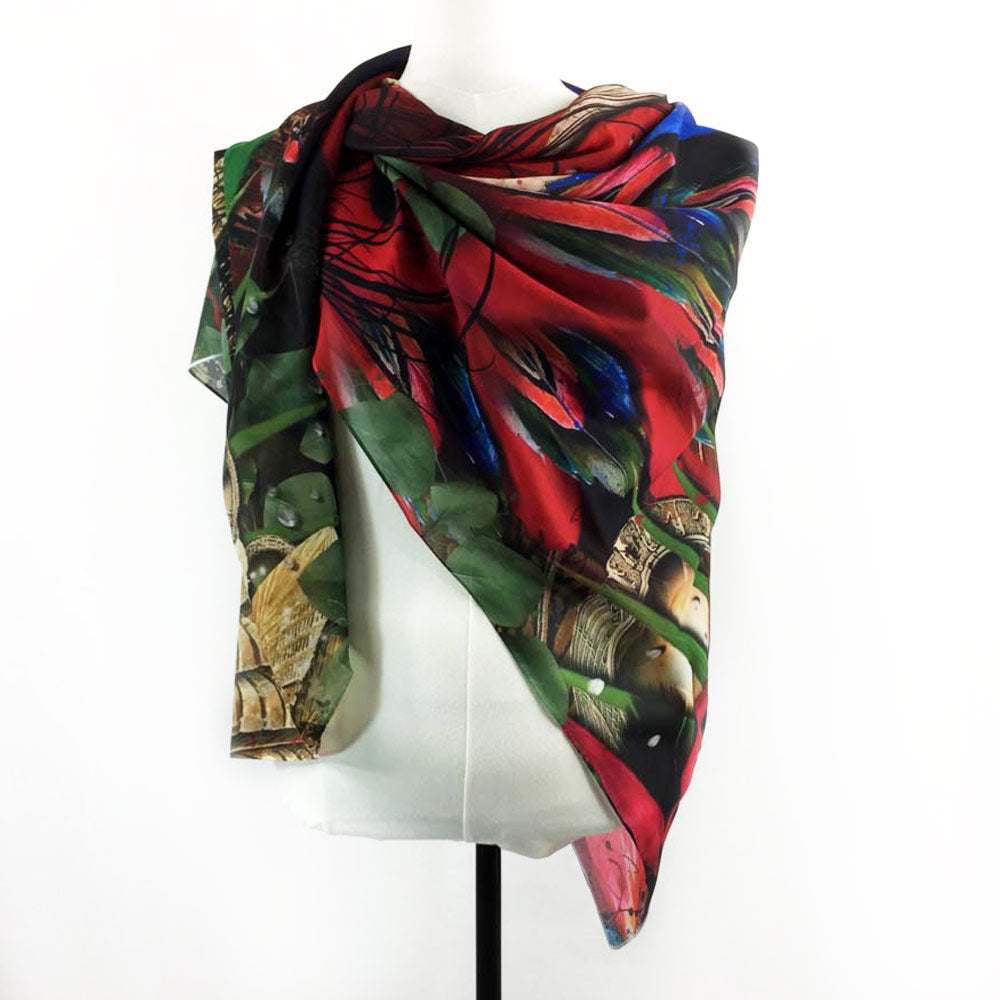 Scarlet Macaw Wings Square Chiffon Scarf - deb schlier studio