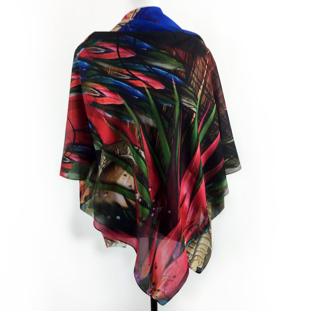 Scarlet Macaw Wings Square Chiffon Scarf - deb schlier studio