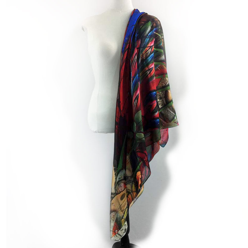 Scarlet Macaw Wings Square Chiffon Scarf - deb schlier studio