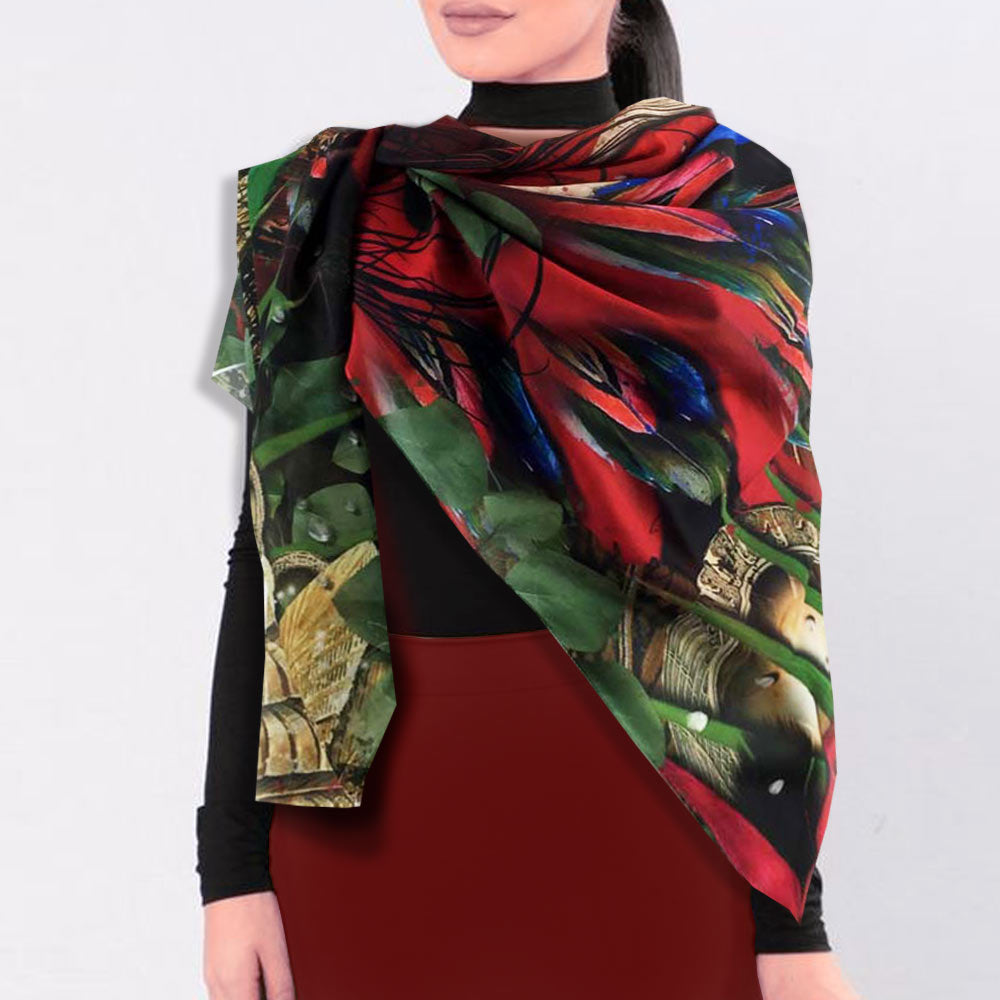 Scarlet Macaw Wings Square Chiffon Scarf - deb schlier studio