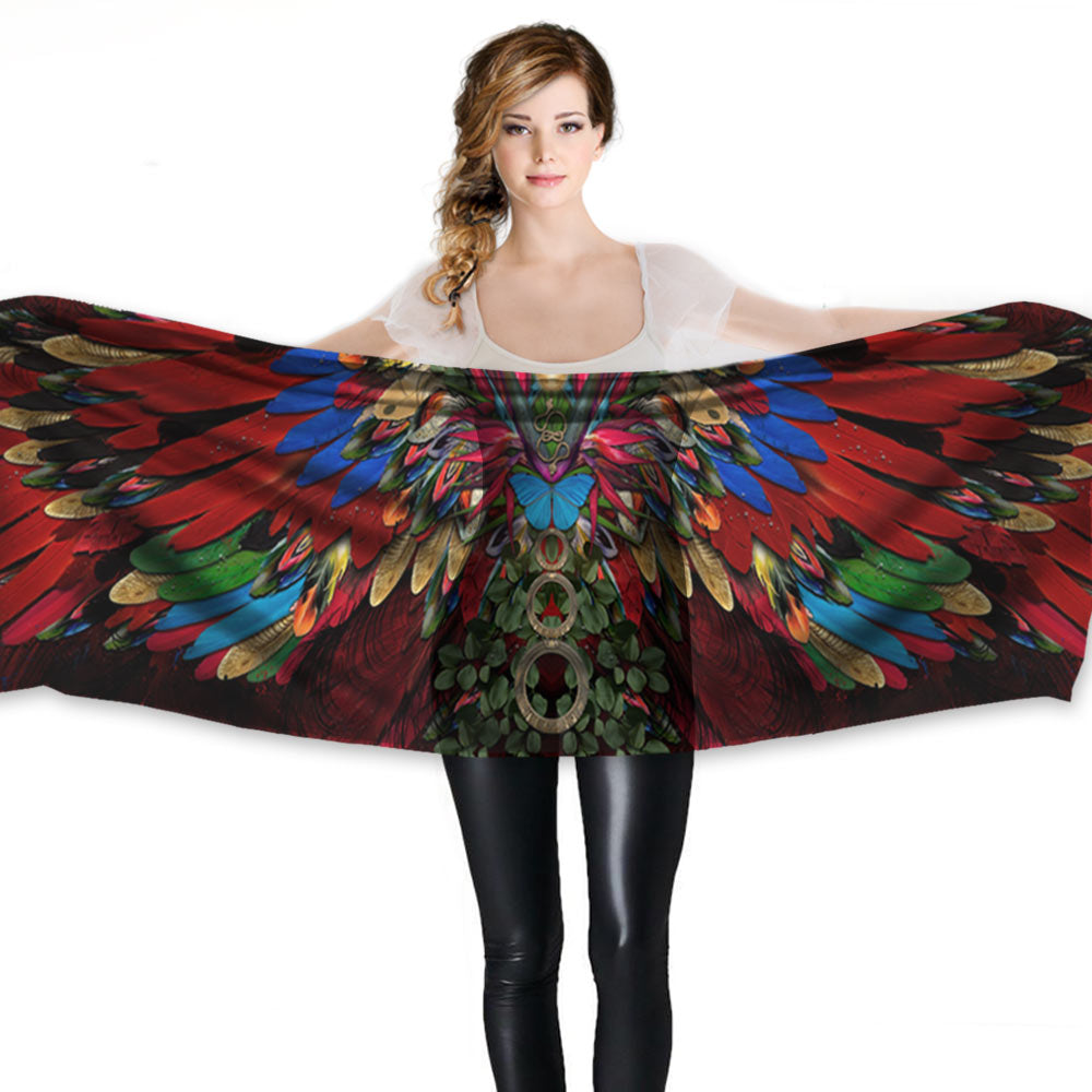 Scarlet Macaw Wings Long Scarf - deb schlier studio