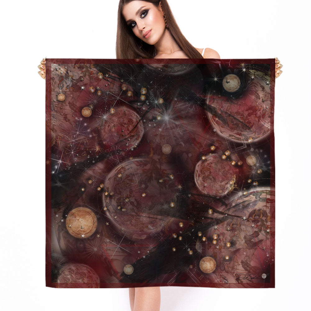 Midnight Meteor Shower Square Silk Scarf - deb schlier studio