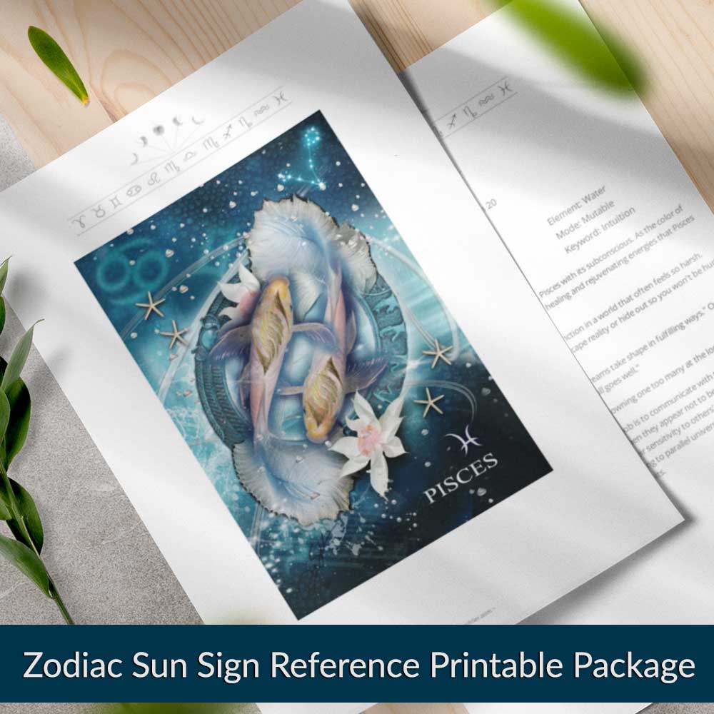 Zodiac Sun Sign Reference Printable Package