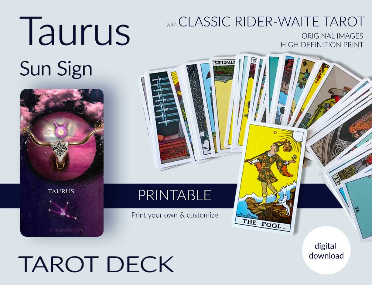 Taurus Tarot Deck, Printable