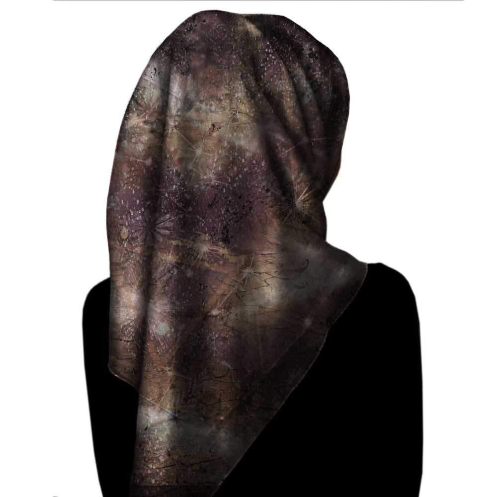 Cosmic Brown Square Silk Scarf - deb schlier studio