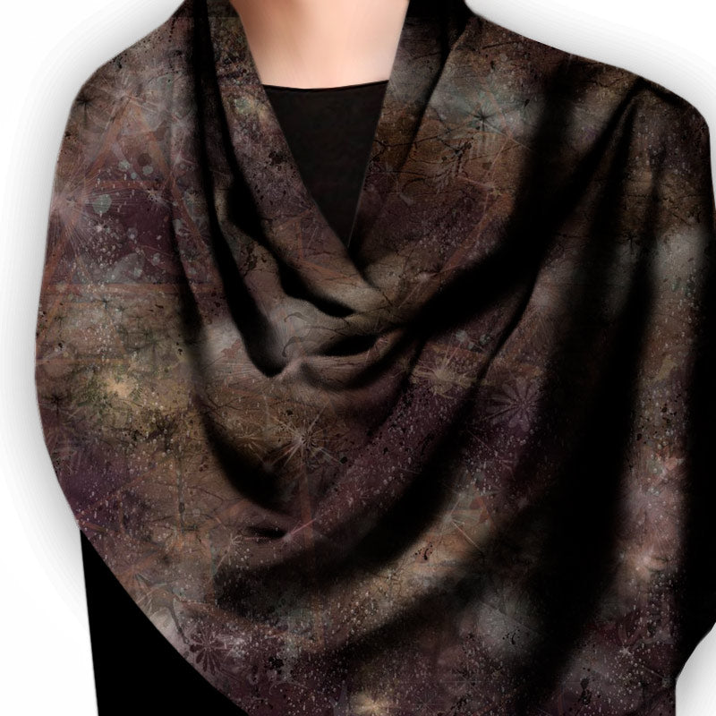 Cosmic Brown Square Silk Scarf - deb schlier studio