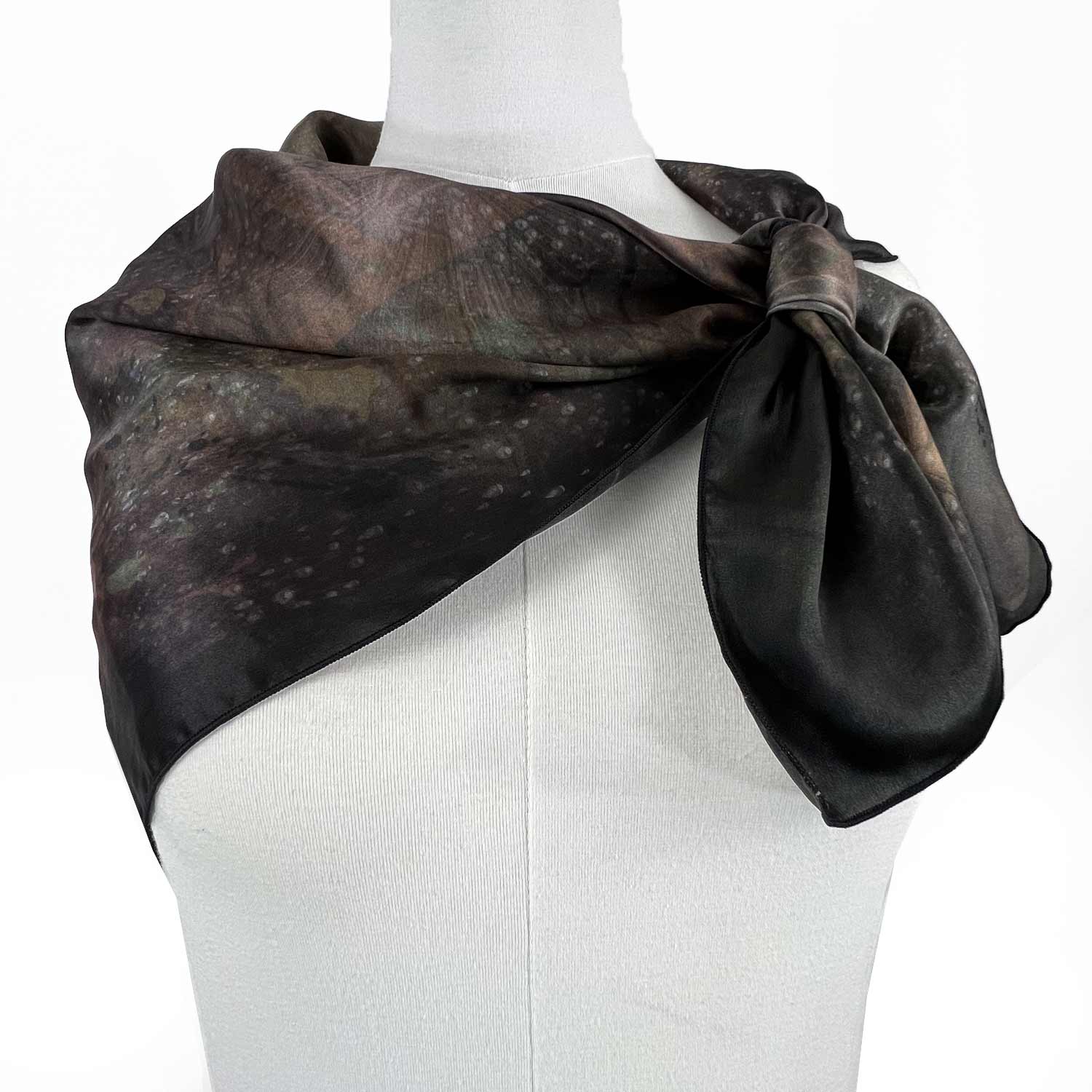 Cosmic Brown Square Silk Scarf - deb schlier studio