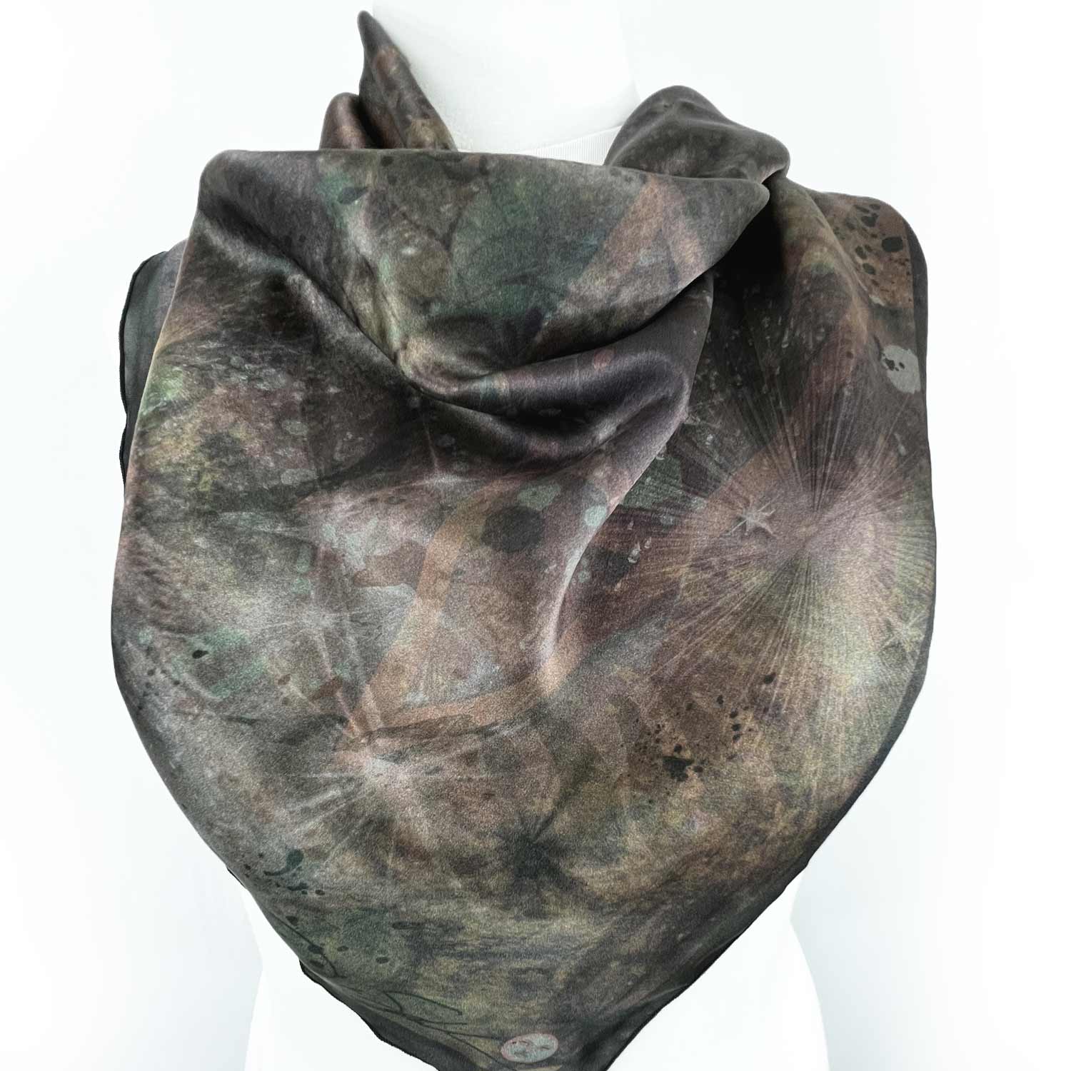 Cosmic Brown Square Silk Scarf - deb schlier studio